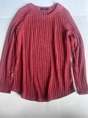 Automet Orange Ribbed Size Large Longe Sleeve